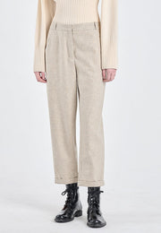 Grey beige flannel wool pants