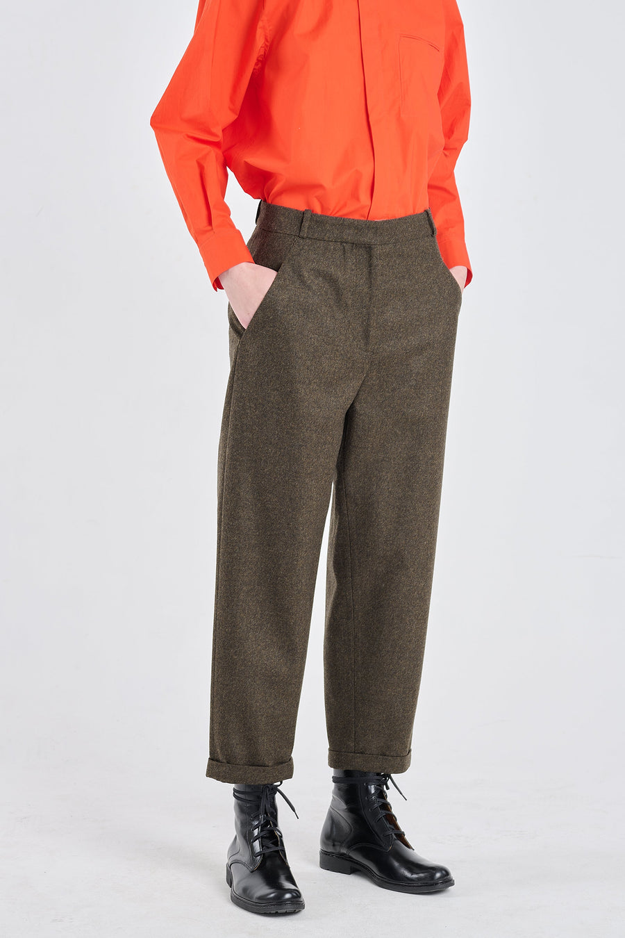 Khaki flannel wool pants