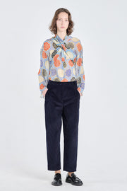 Navy blue cotton corduroy pants