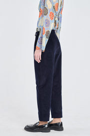 Navy blue cotton corduroy pants