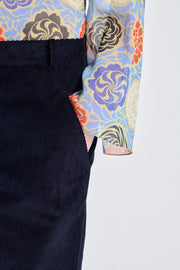 Navy blue cotton corduroy pants