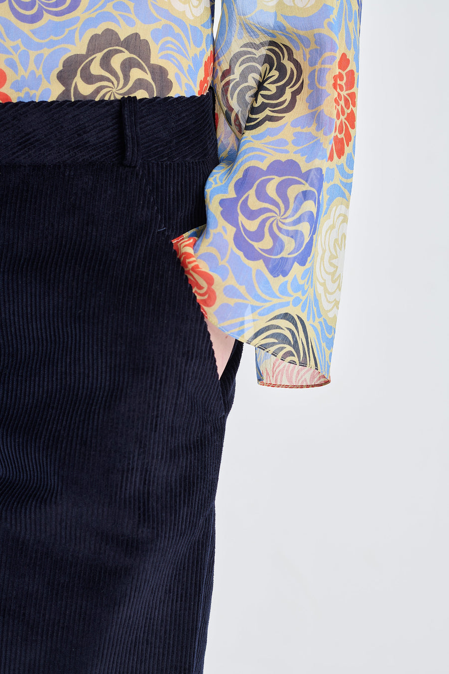 Navy blue cotton corduroy pants