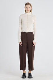 Brown wool bow leg pants