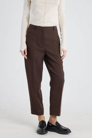 Brown wool bow leg pants