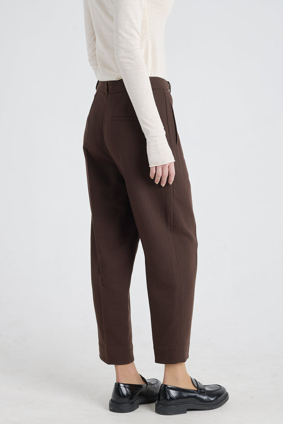 Brown wool bow leg pants