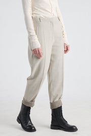 Grey beige wool bow leg pants