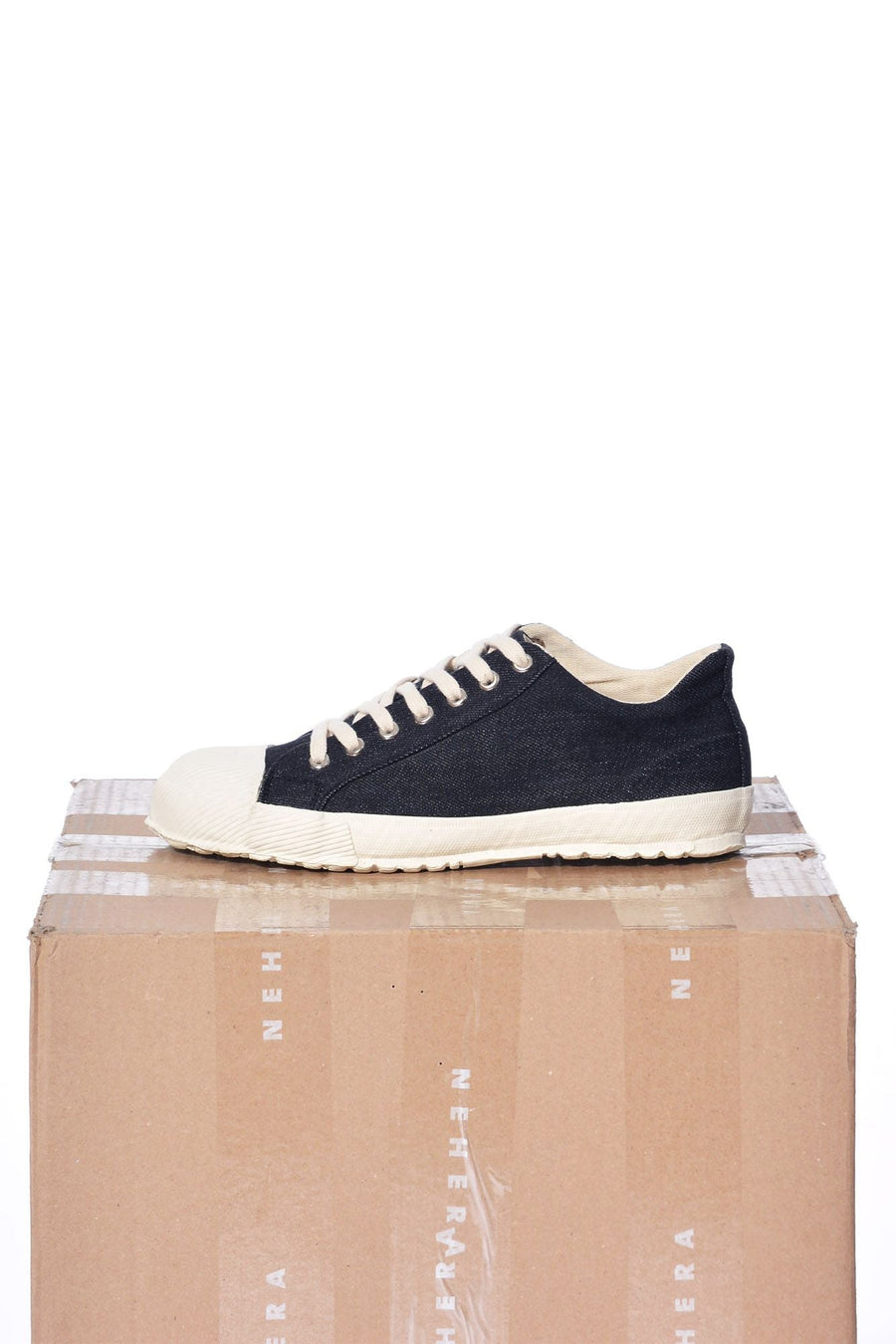 Graphite black thick cotton denim sneakers