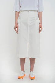 White high waisted denim skirt