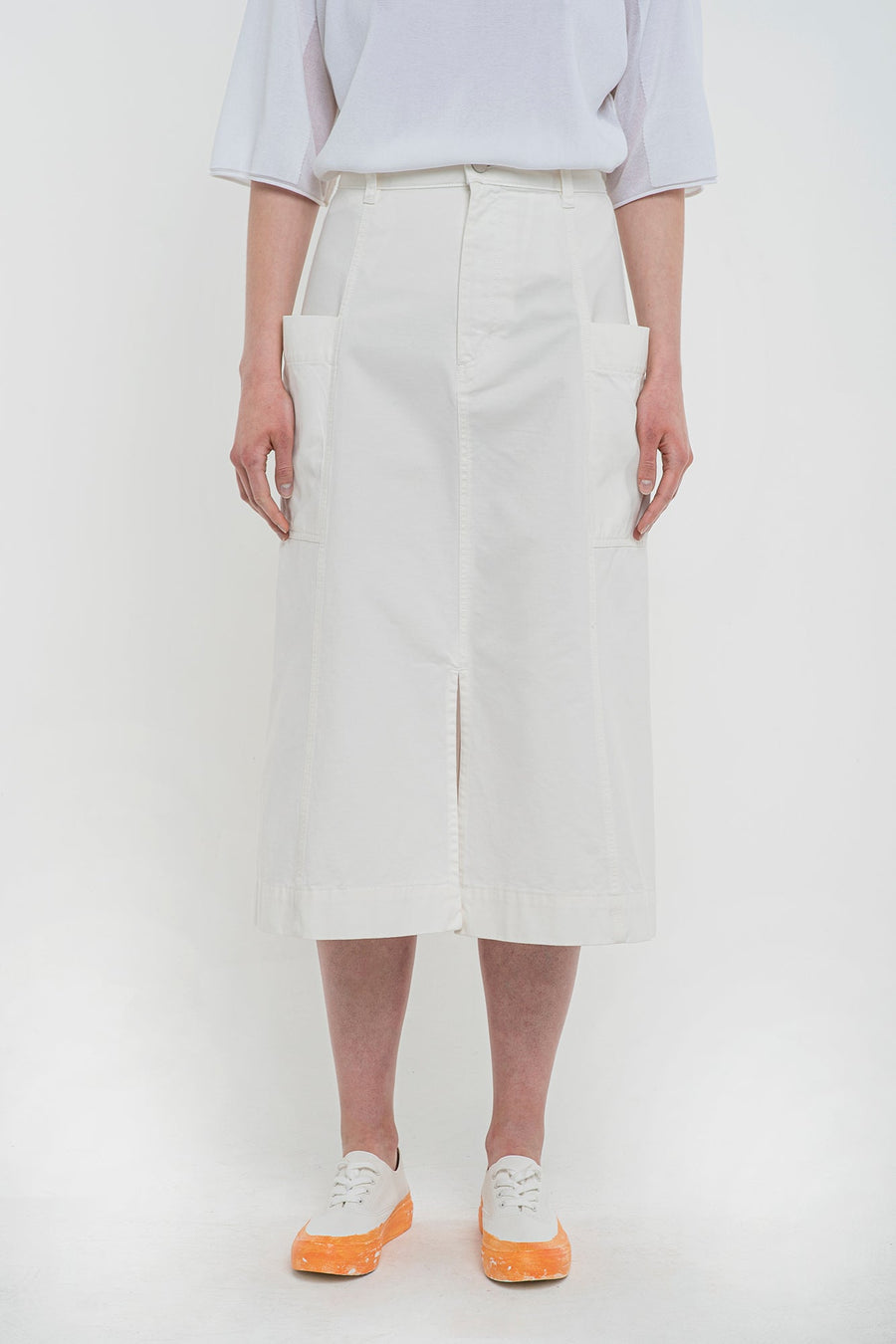 White high waisted denim skirt
