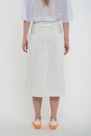 White high waisted denim skirt