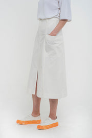 White high waisted denim skirt