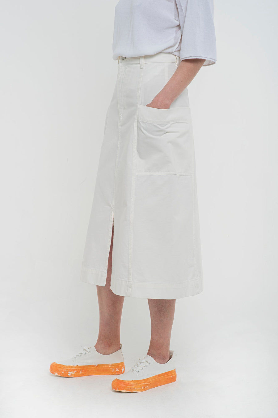 White high waisted denim skirt