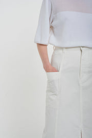 White high waisted denim skirt
