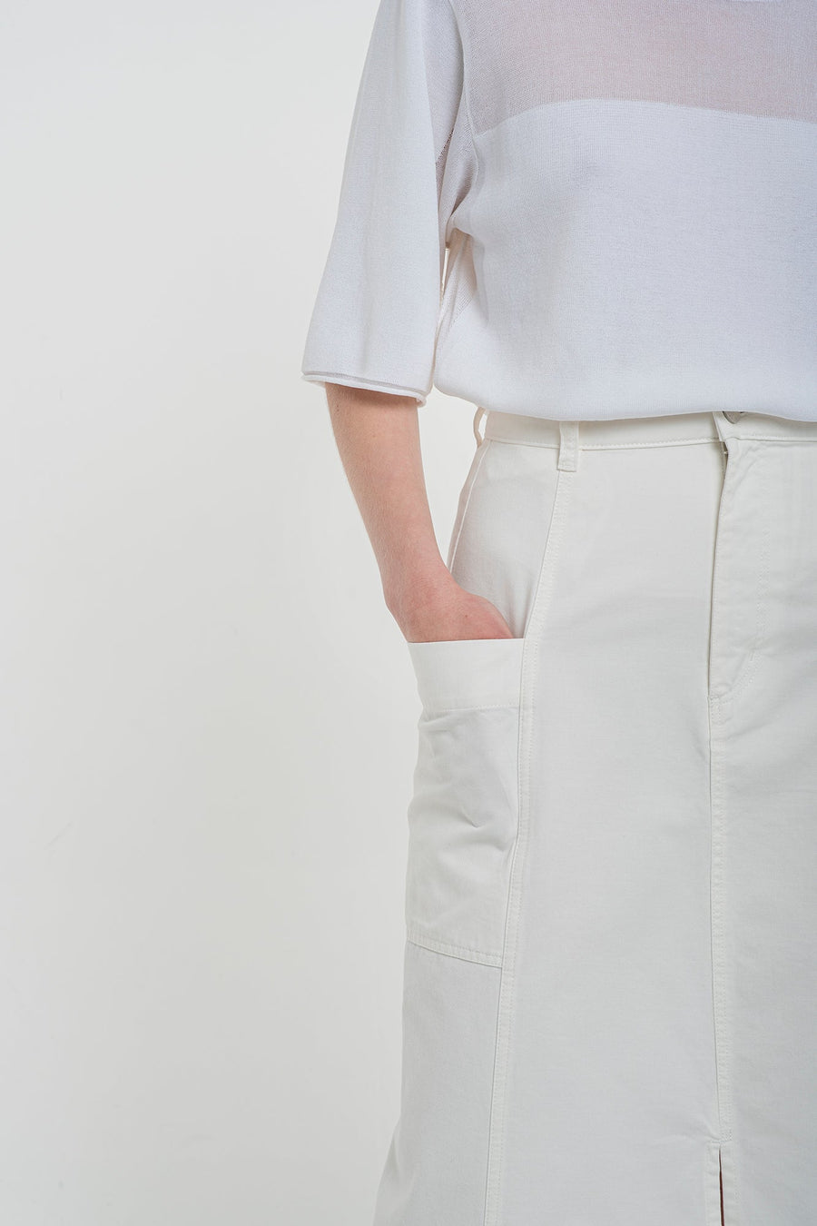 White high waisted denim skirt