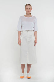 White high waisted denim skirt