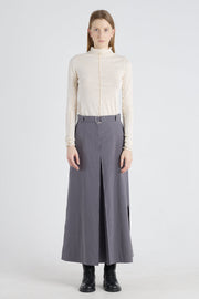 Grey cotton a-line long skirt