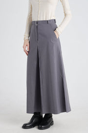 Grey cotton a-line long skirt