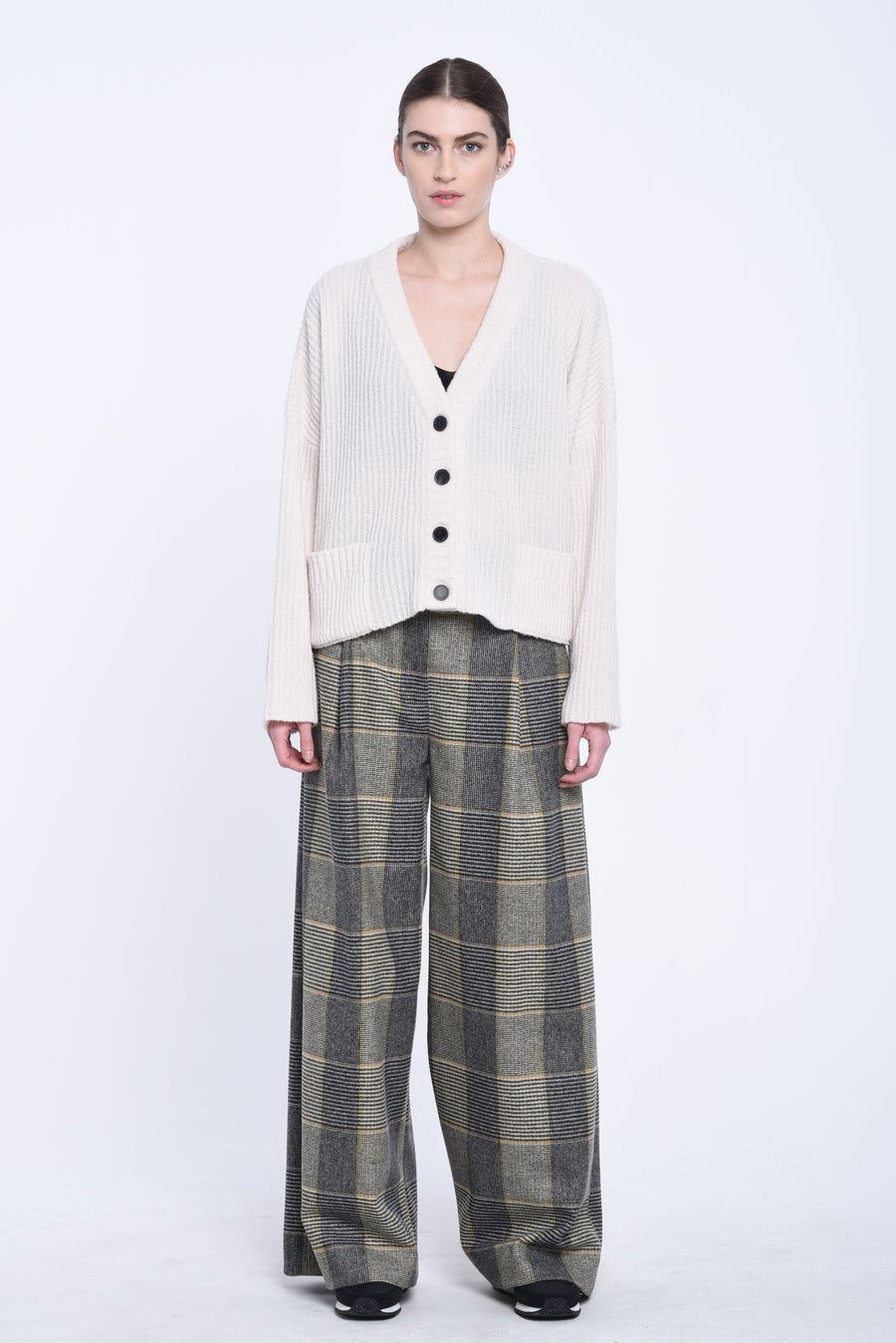 Off white cropped wool cardigan
