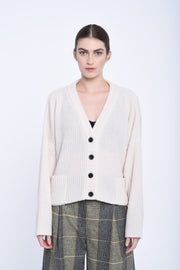 Off white cropped wool cardigan
