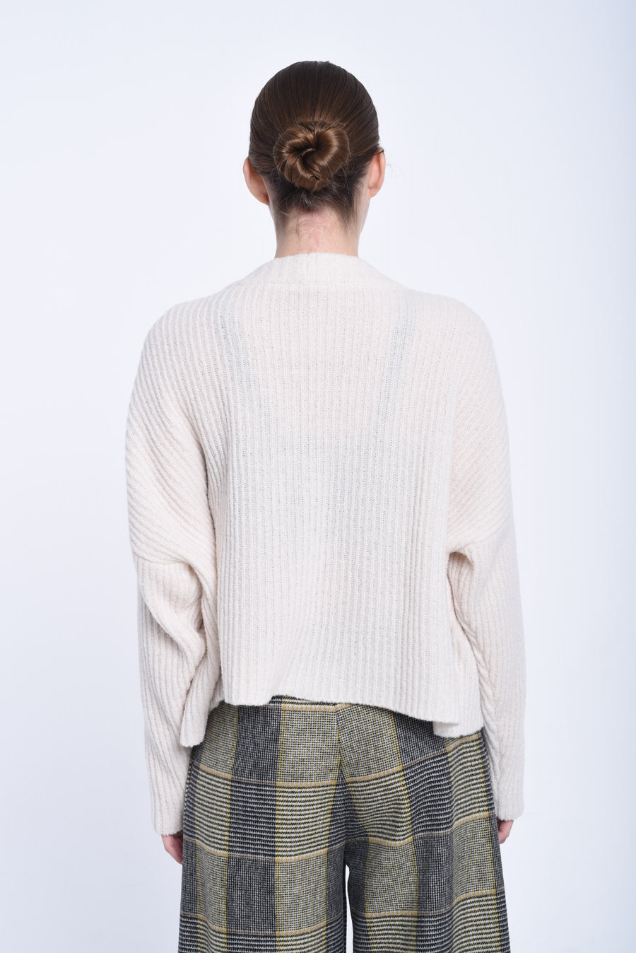 Off white cropped wool cardigan