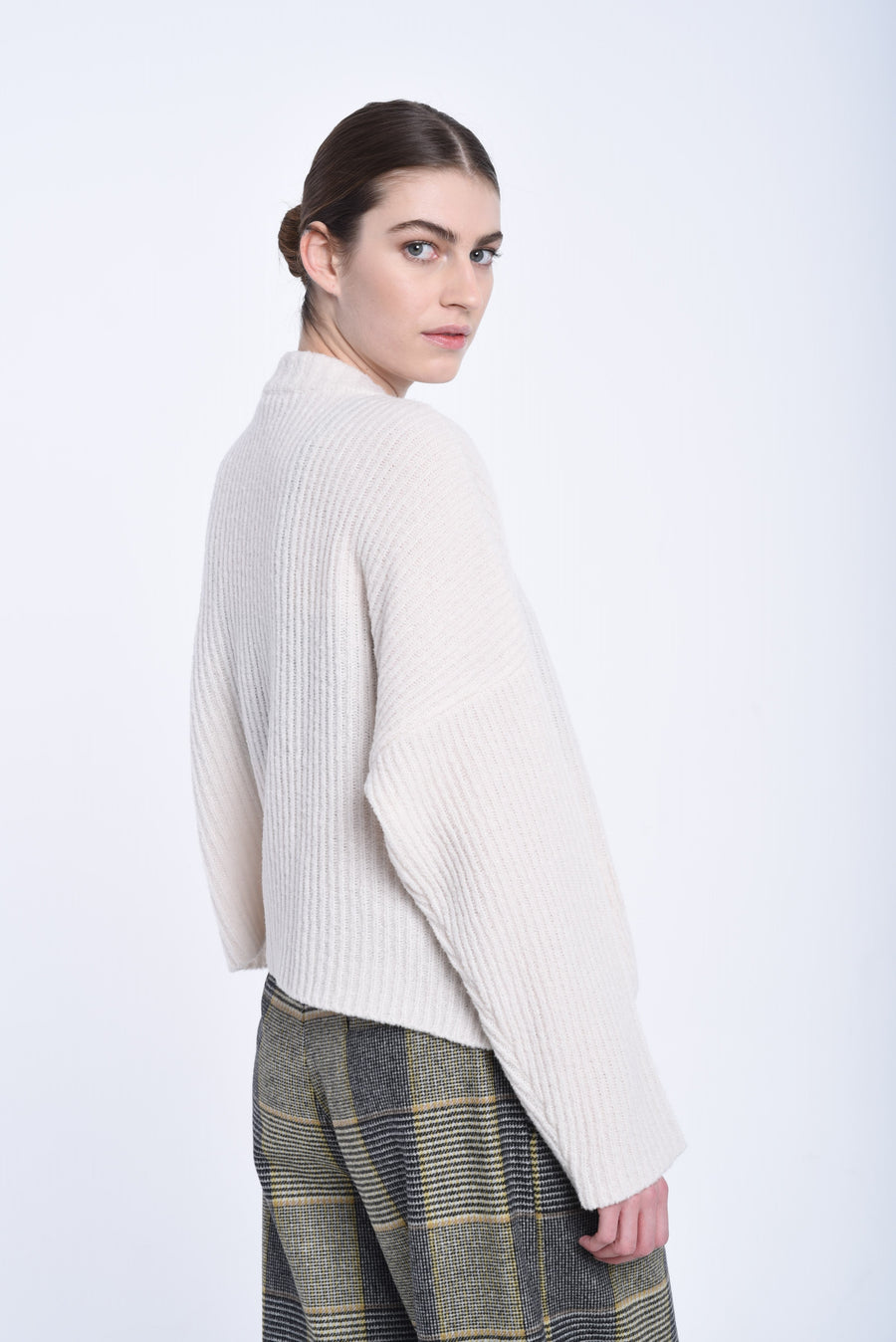 Off white cropped wool cardigan