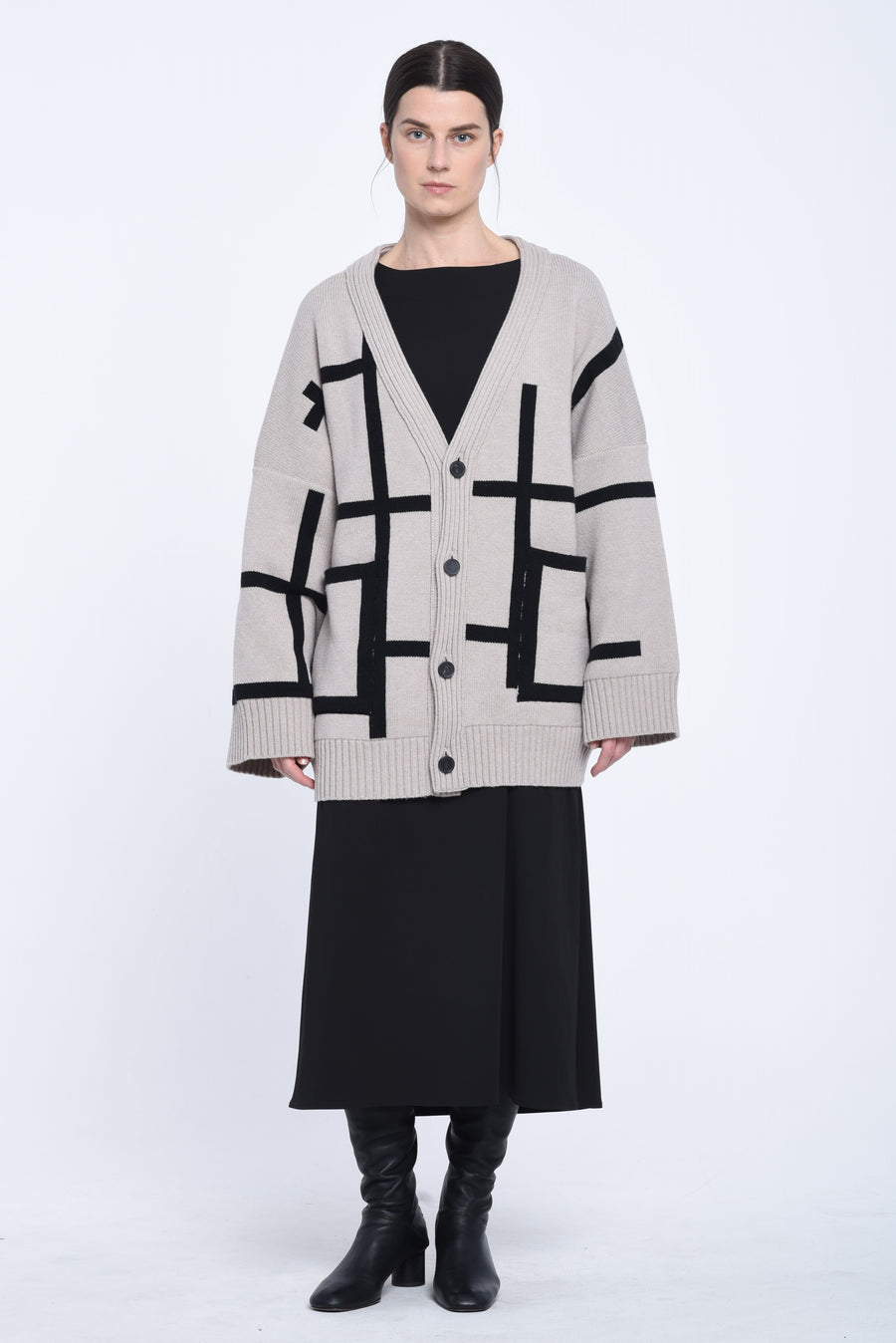 Grey beige supersoft chunky wool cardigan