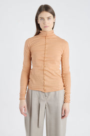 Light orange cotton fitted turtleneck