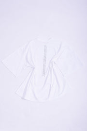 White cotton jersey ''THEY LIE'' boxy t-shirt