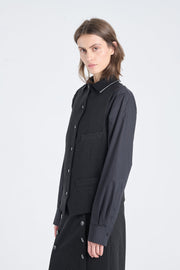 Black bistretch striped vest