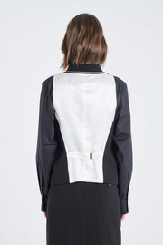 Black bistretch striped vest
