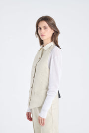 Ivory bistretch striped vest
