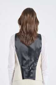 Ivory bistretch striped vest