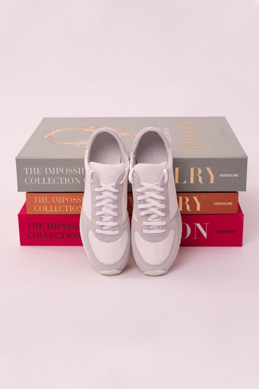 White leather marathon sneakers