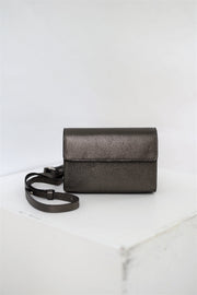 Dark bronze bovine leather multi-strap bag