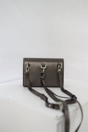 Dark bronze bovine leather multi-strap bag