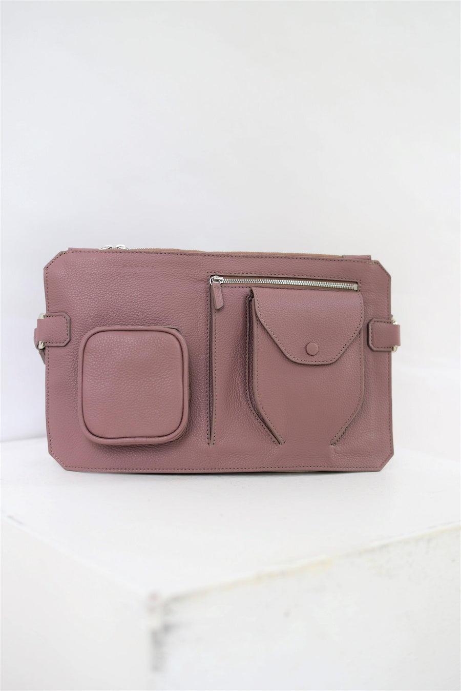 Brown rose leather belt bag