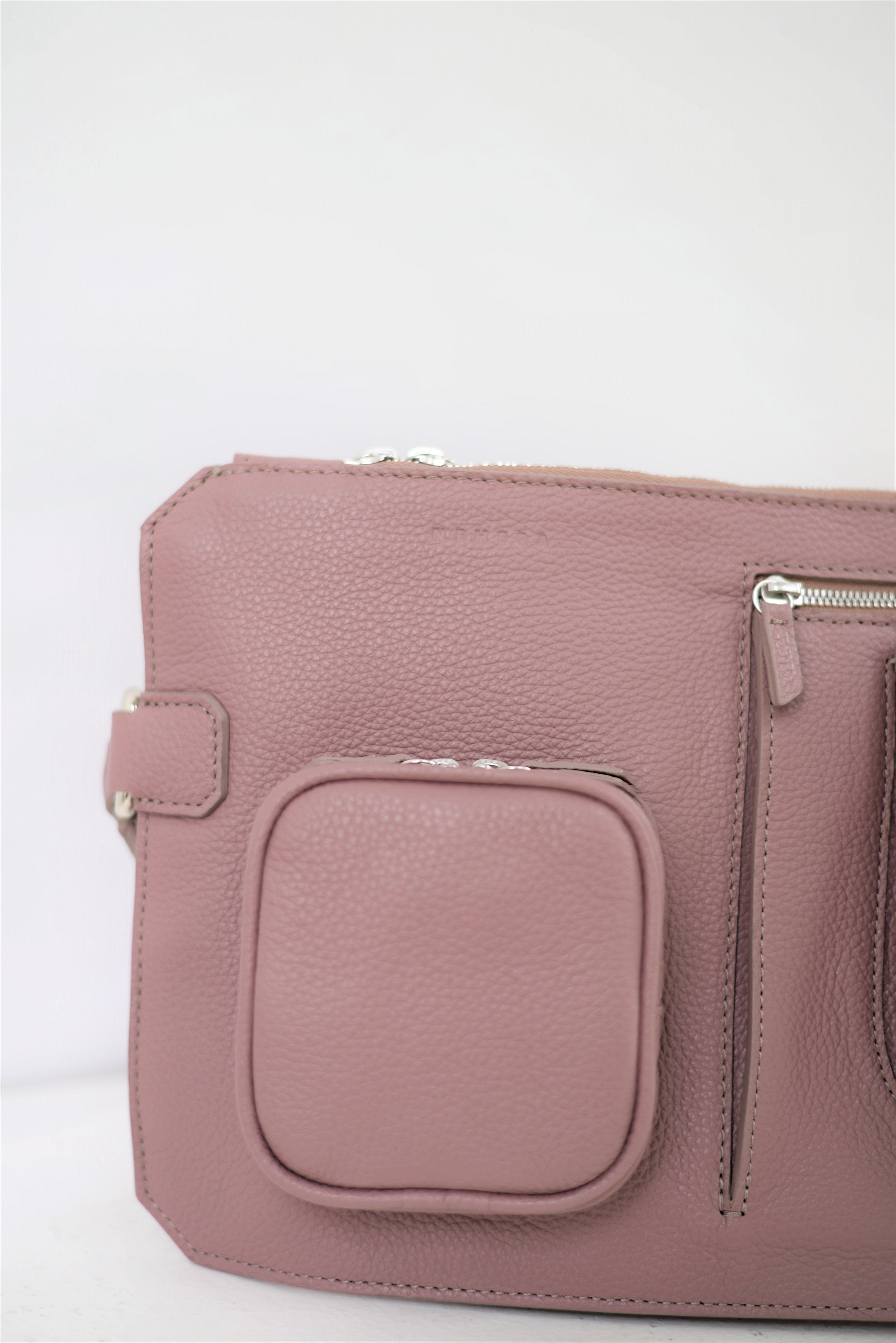 Brown rose leather belt bag