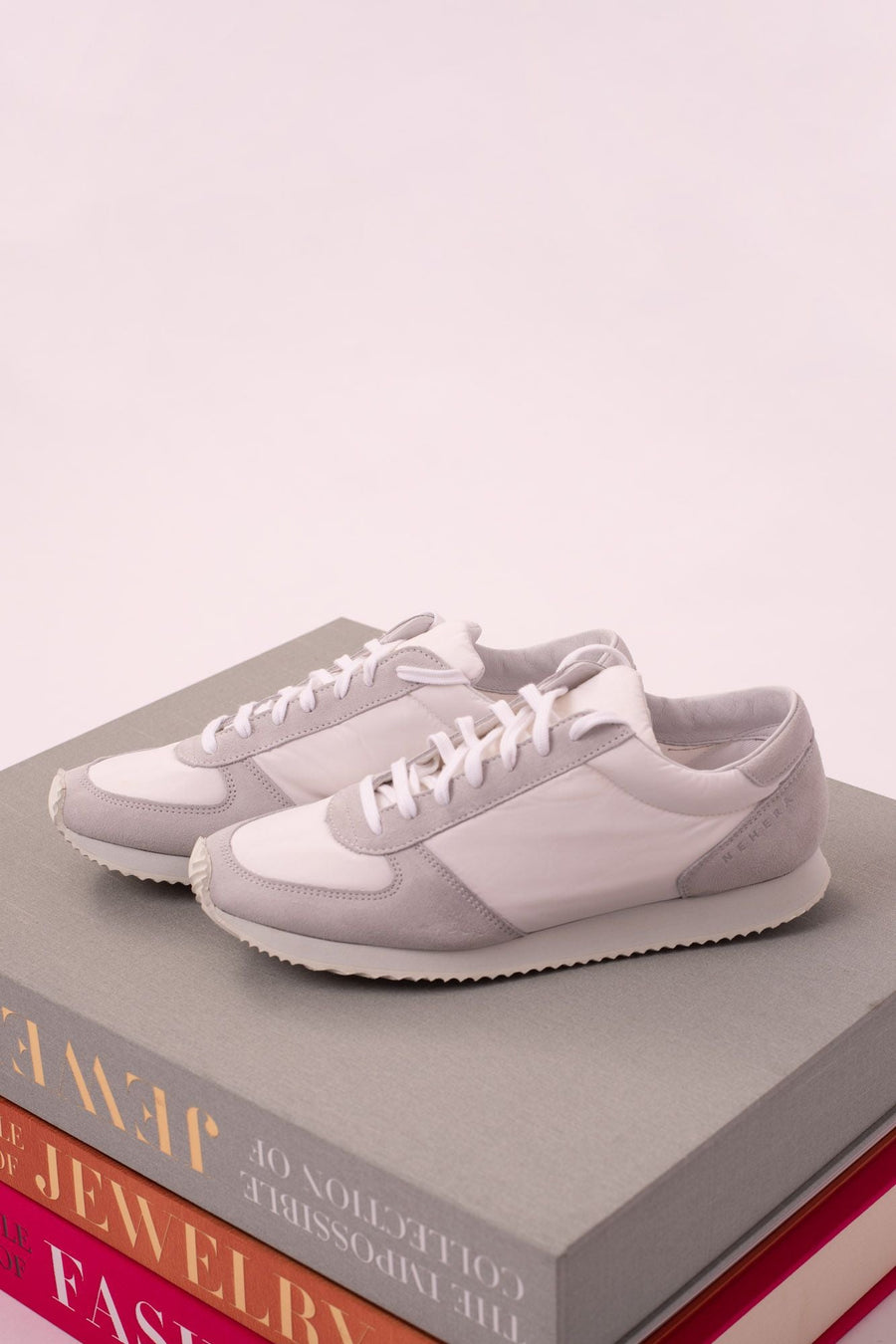 White leather marathon sneakers