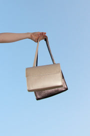 Gold opaco bovine leather multi-strap bag