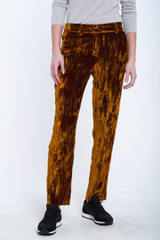 Gold velvet straight pants