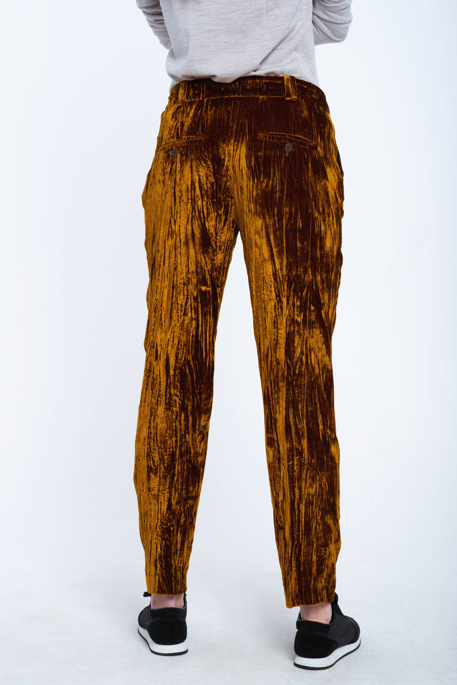 Gold velvet straight pants