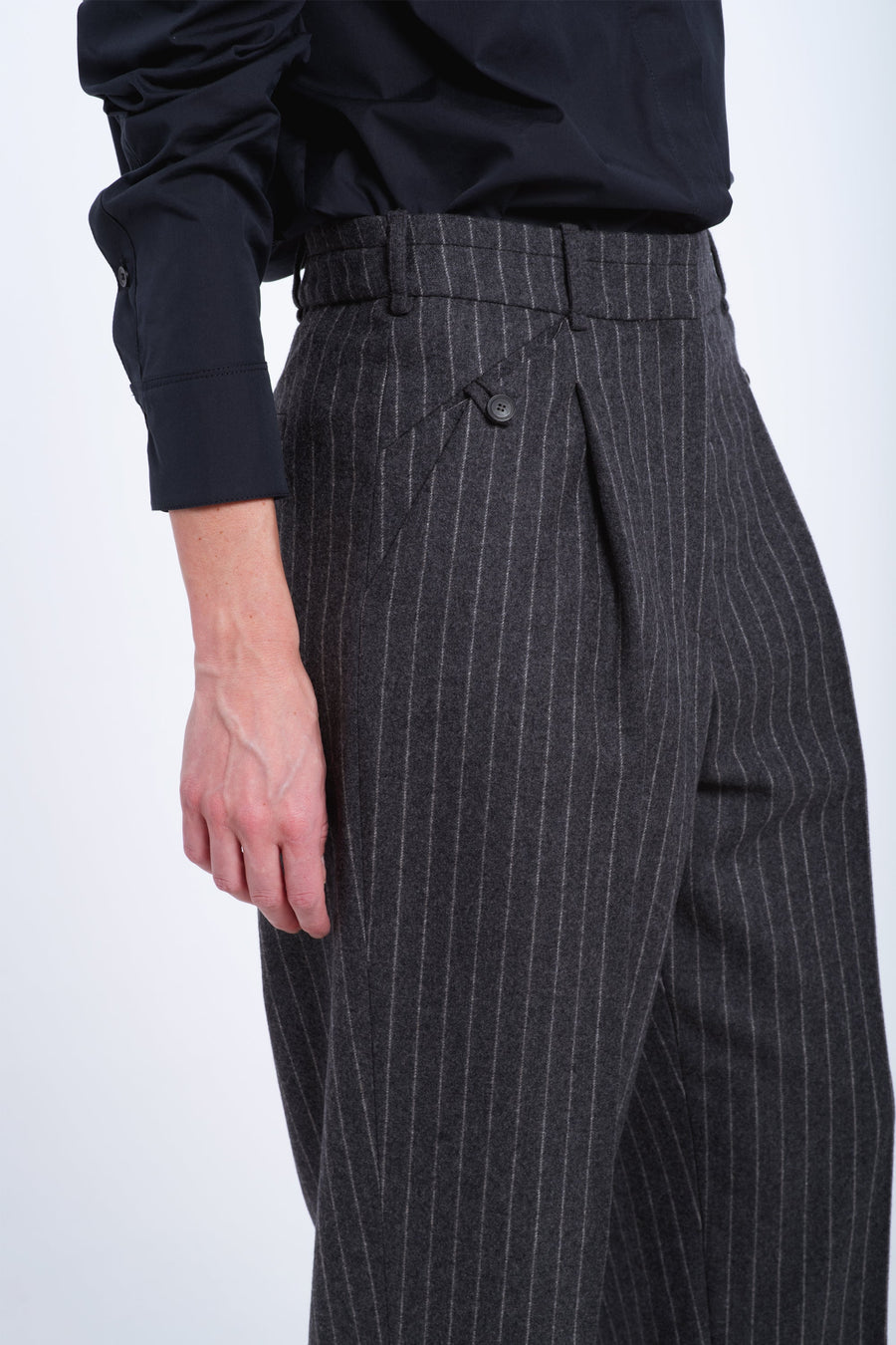 Grey striped wool classic pants