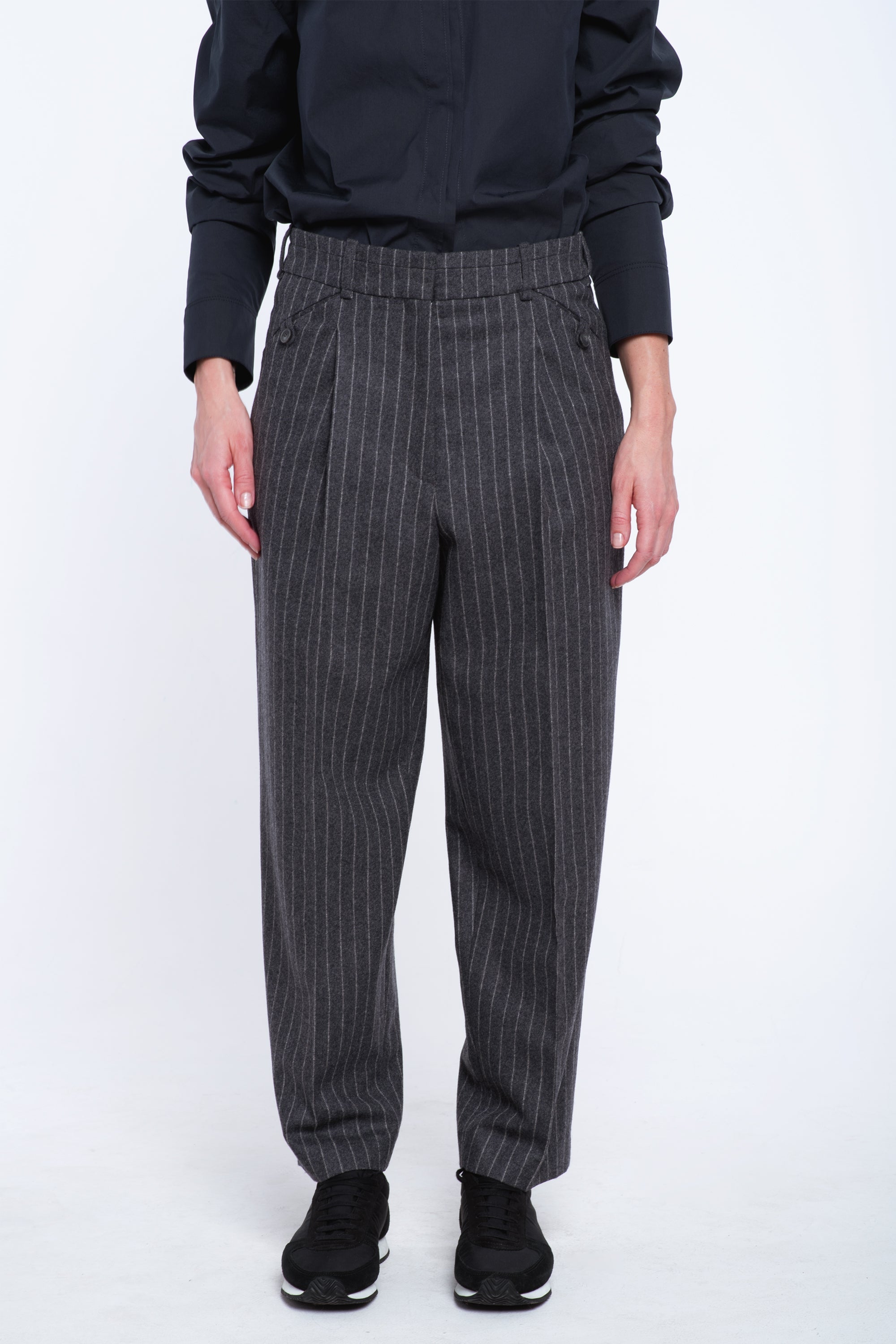 Grey striped wool classic pants