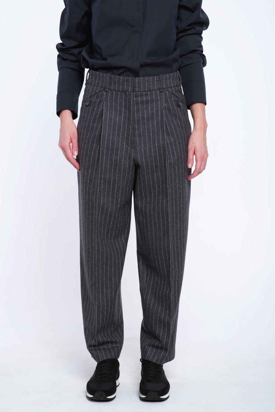 Grey striped wool classic pants