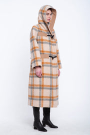 Beige&grey alpaca blanket coat