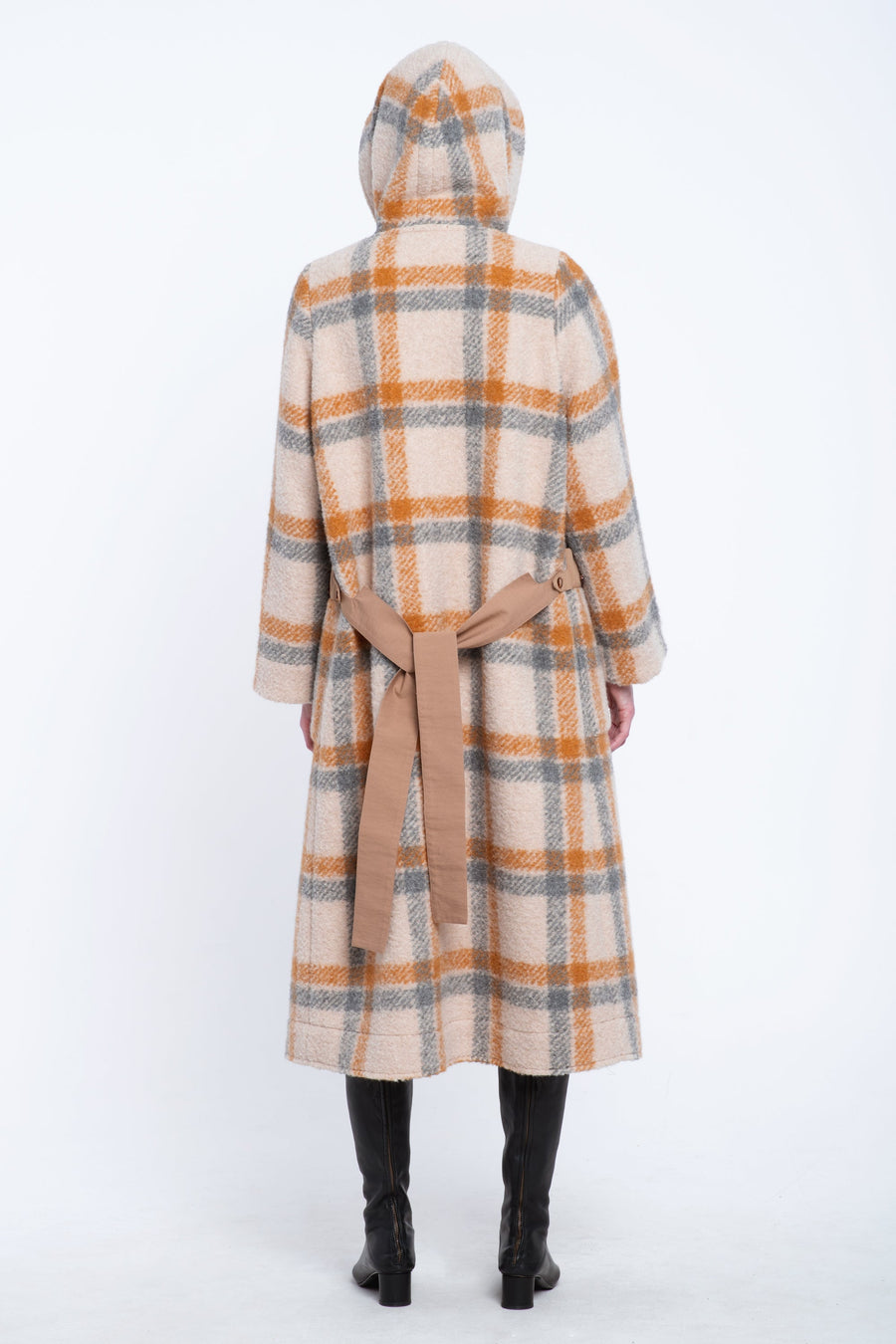 Beige&grey alpaca blanket coat
