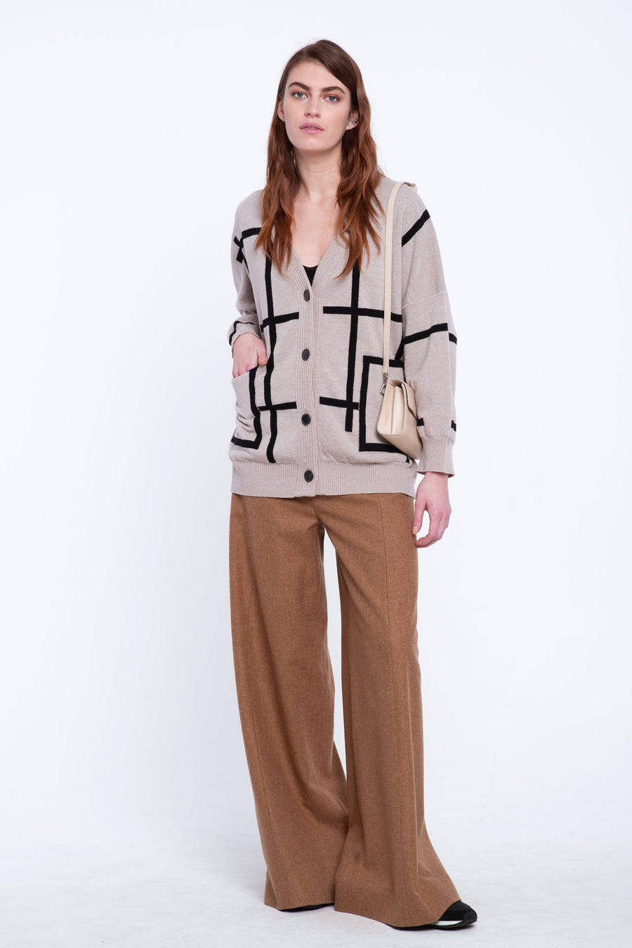 Grey beige supersoft wool cardigan