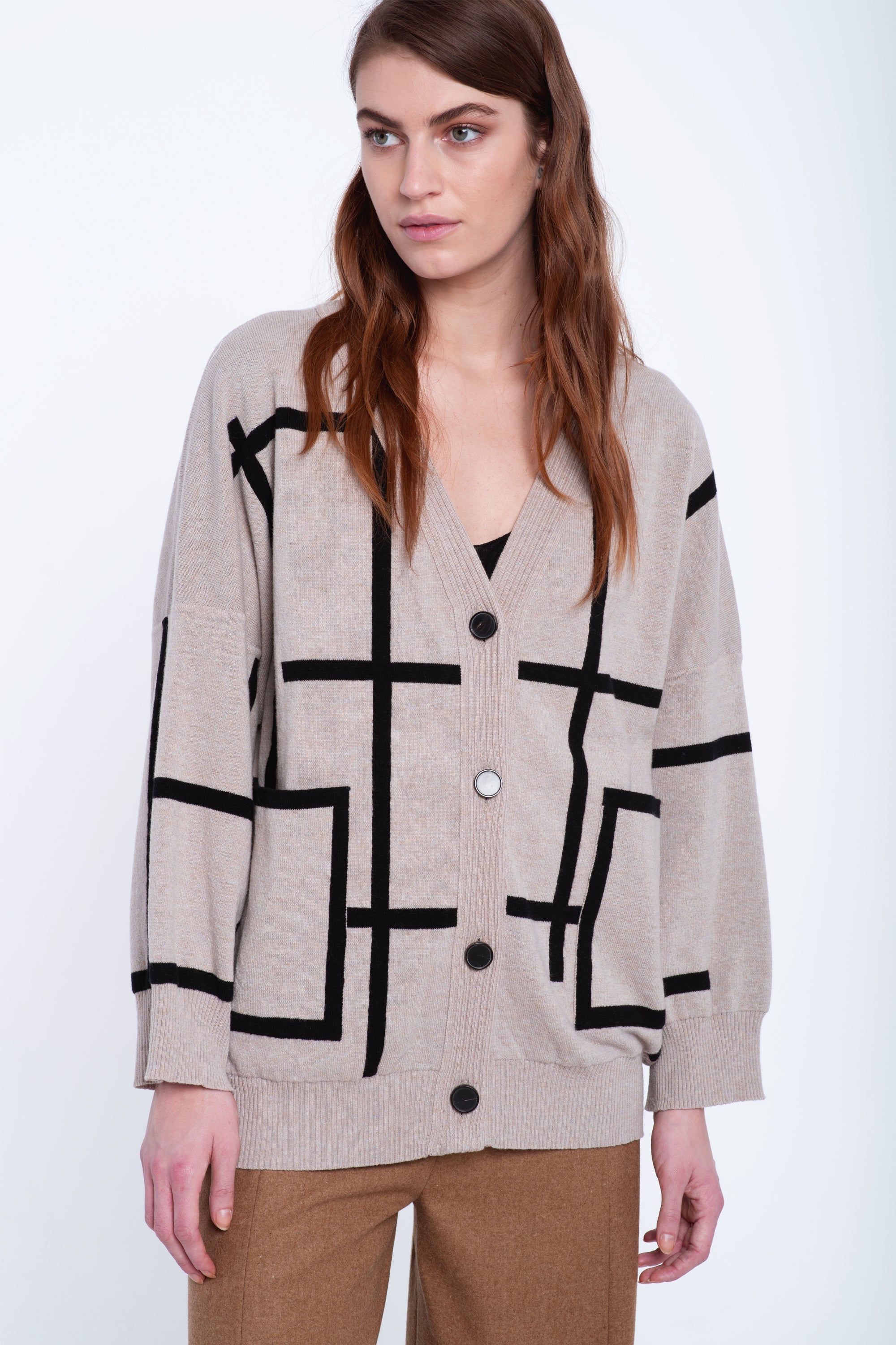 Grey beige supersoft wool cardigan