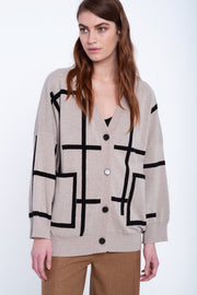 Grey beige supersoft wool cardigan
