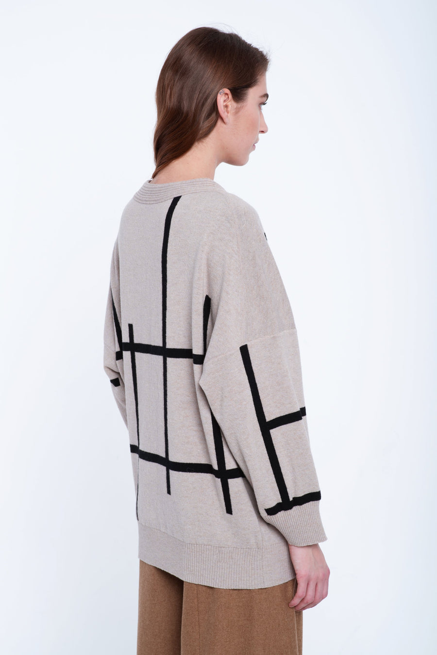 Grey beige supersoft wool cardigan